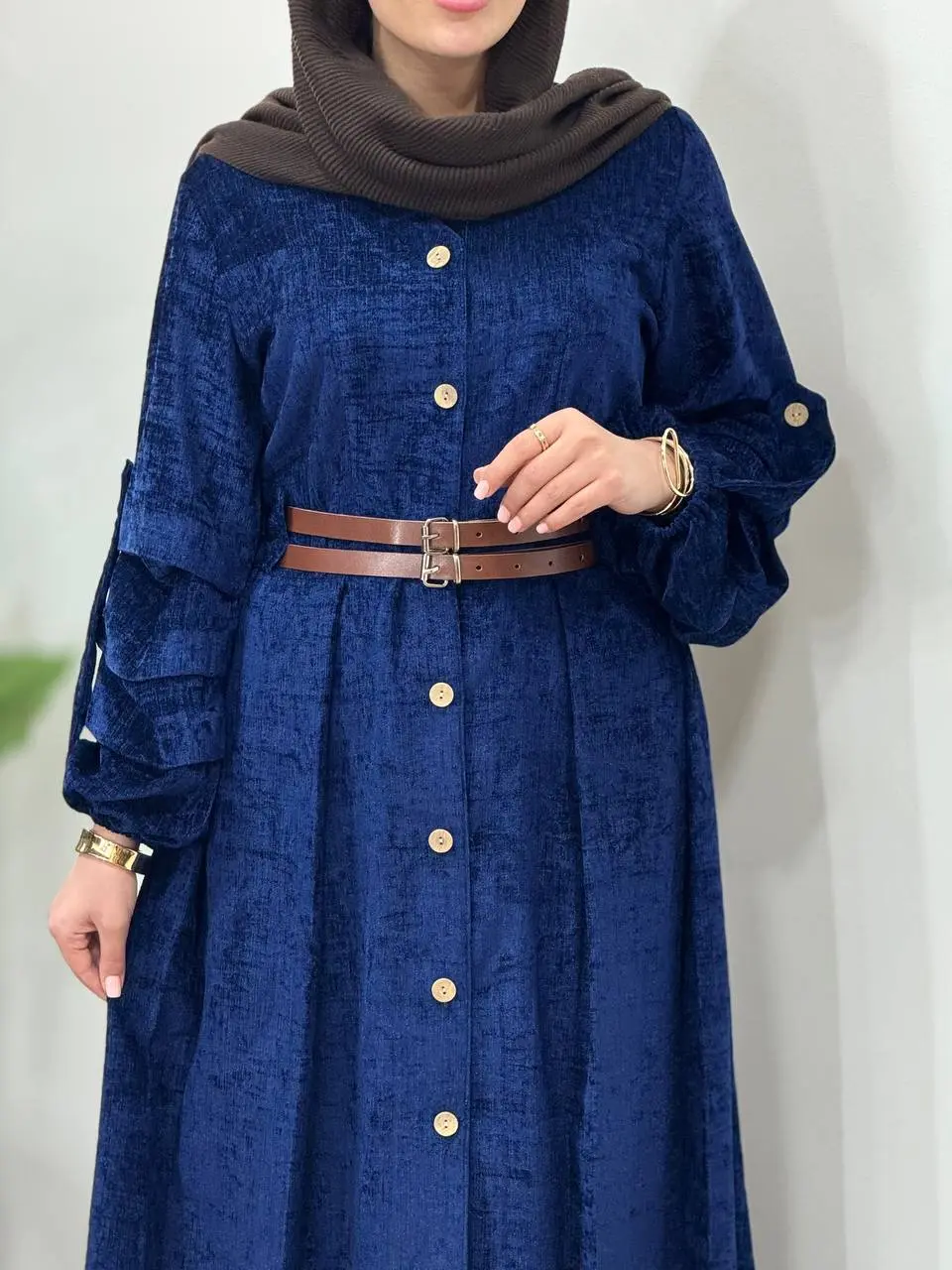 پیراهن مانتویی پاییزه سیما به همراه کمربند (پیش فروش)